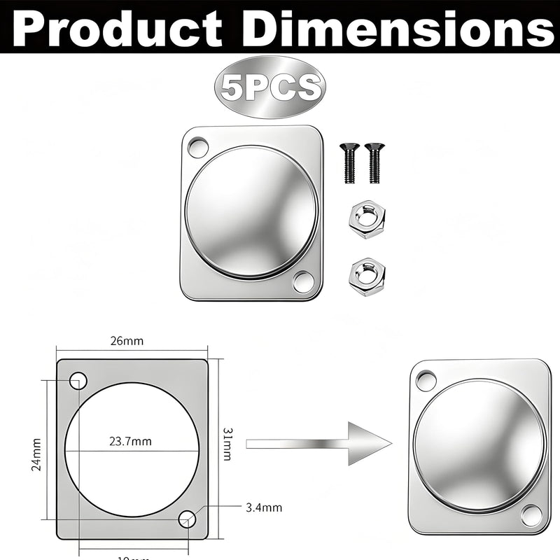 5PCS Panel Mount Blank Plates D Series Metal Rack Mounting Plates for Chassis Connectors XLR Connectors Ideal for Custom Installations Professional Grade Panel Mount Blank Plates(Silver)