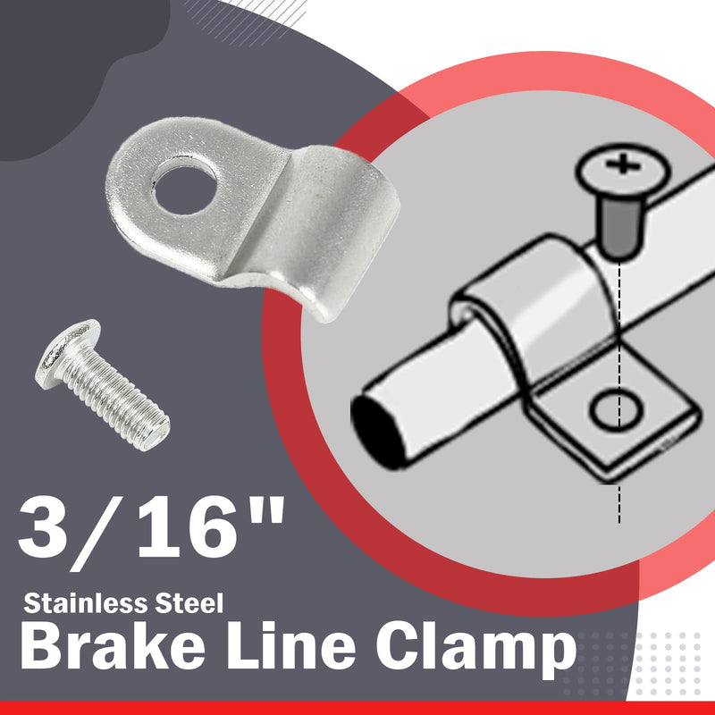 EASYBERG 3/16" Stainless Steel Brake Line Clamp with Screw Street Rod Custom Dune Buggy （24pc） 24 pcs