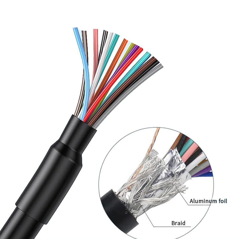 6.56Ft 24AWG DB9 Male RS232 9 Pin Serial Extension Cable, 9-Pin Gold Plated Connector with Bare Wire End Open Cable