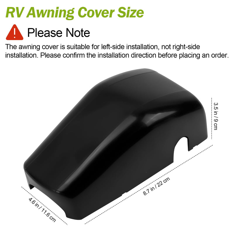 RV Awning Cover for Lippert Components & Solera, Camper Trailer Awning Motor Cap, 643923 Regal End Head Covers Idler Front 9.16 x 4.61 x 3.48 Inches (Black, 1 Pack)