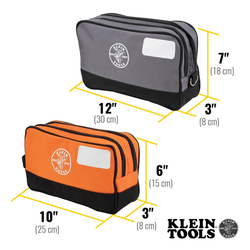 Klein Tools Tool Pouch, Dual Compartments, Heavy-Duty Tool Bag Organizer, Multipurpose Bag Dimensions NA | 2-Pack