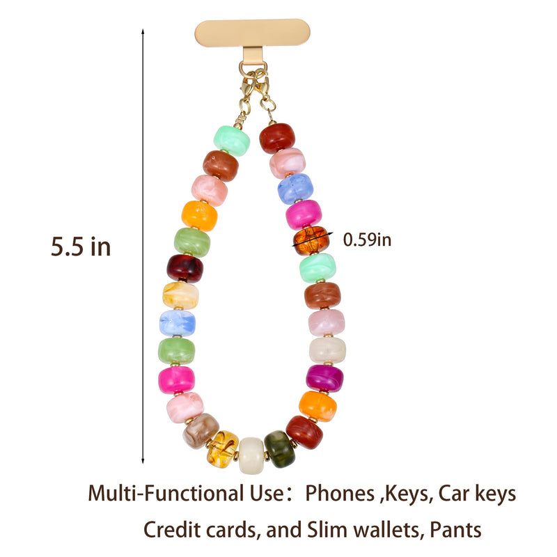 Colorful Chunky Beaded Phone Charm Wrist Strap for Women colorful
