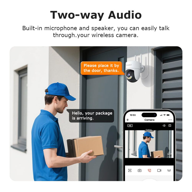 INQMEGA 6MP TUYA Smart Camera,2.4G WiFi Security Home Surveillance Camera,2-Way Audio, Color Night Vision, Waterproof, Motion Detection, Spotlight & Siren,6.5ft Power Cord