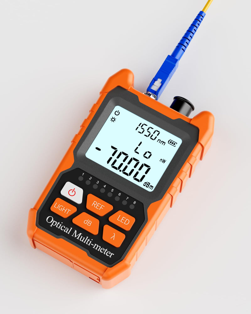 Optical Power Meter, Rechargeable OPM-VFL Fiber Optic Cable Tester, with 2mW Visual Fault Locator, Supporting RJ45 Testing, ST/FC/SC Universal Interface for Optical Measurement OPM-VFL-2