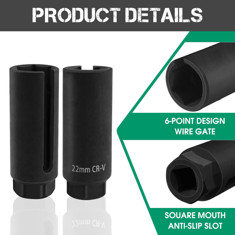 Oxygen Sensor Socket 22mm 7/8 in, 1/2 in Drive O2 Sensor Removal Tool, Heavy-Duty Chrome Vanadium Steel with Side Wire Cutout, Ideal for Car Exhaust System, Durable & Easy to Use