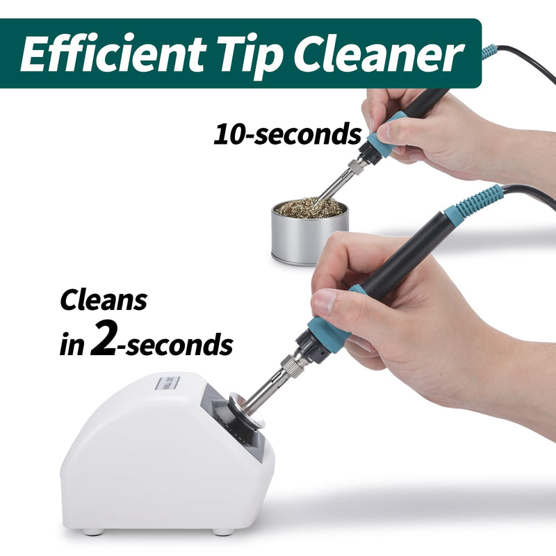 YIHUA 200C Motorized Soldering Iron Tips Copper Cleaner with Infra-red Sensor, 6 Brass Wool Brushes, 12V Power Adapter, and Pry Bar - Compact Soldering Iron Tips Brass Cleaner