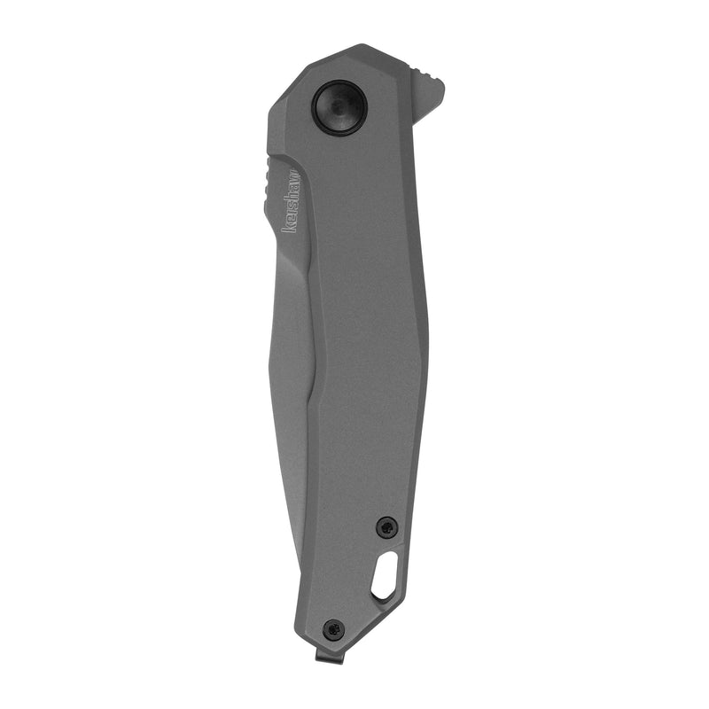 Kershaw Helitack Pocket Knife, Matte Gray Design, 3.26 Inch Stainless Steel Drop Point Blade, EDC with Assisted Opening, Contoured Steel Handle, Everyday Carry Pocket Knife for Men and Women