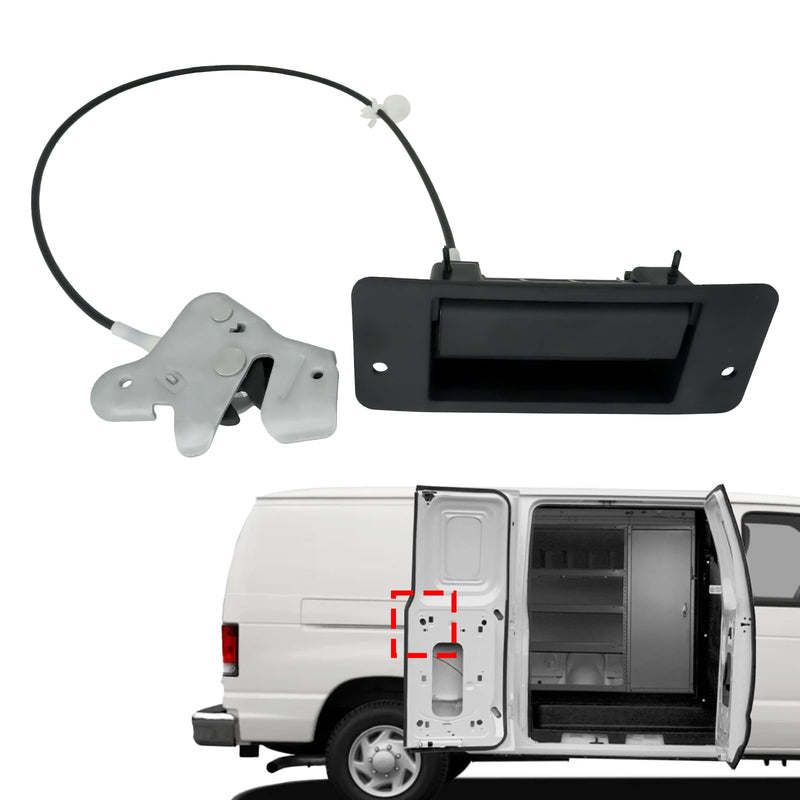 Lower Door Latch with Handle Assembly, Passenger Side, Compatible with 1992-2009 Ford E150 E250 E350 Econoline Van Super Duty, Left Hinged Door, 40% Replaces 6C2Z-15264A01-AA