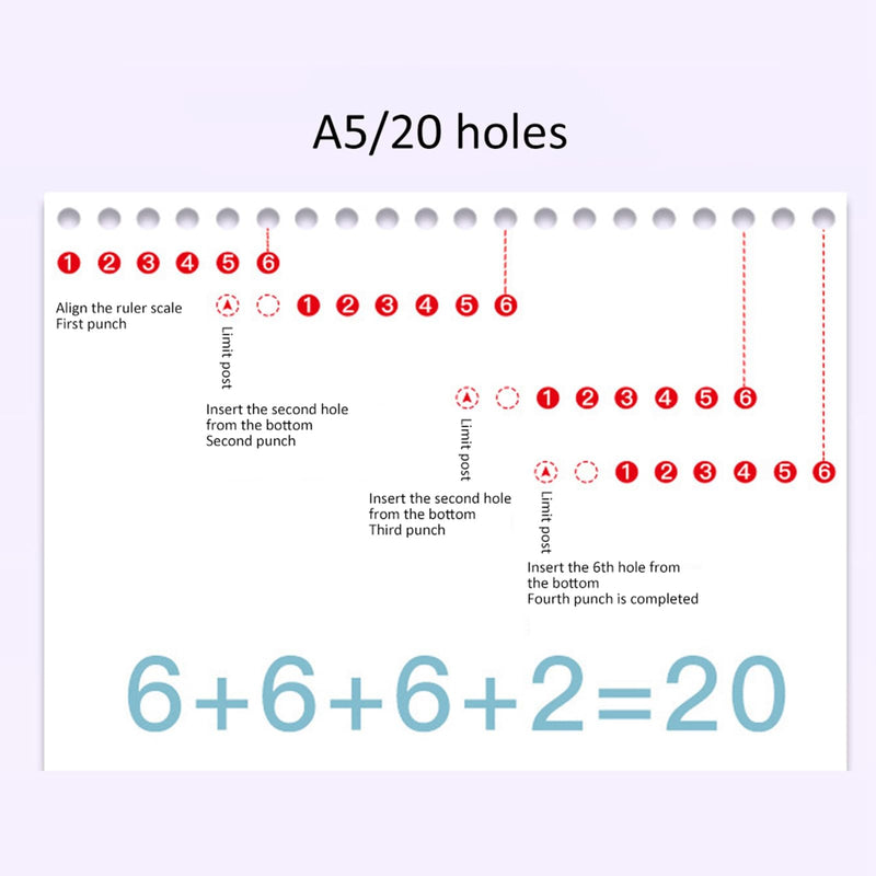 99H9 Hole Puncher, Pink Small Multi Hole Punch, 26Hole 30Hole 20Hole Paper A4 B5 A5 Looseleaf Manual Punching Machine