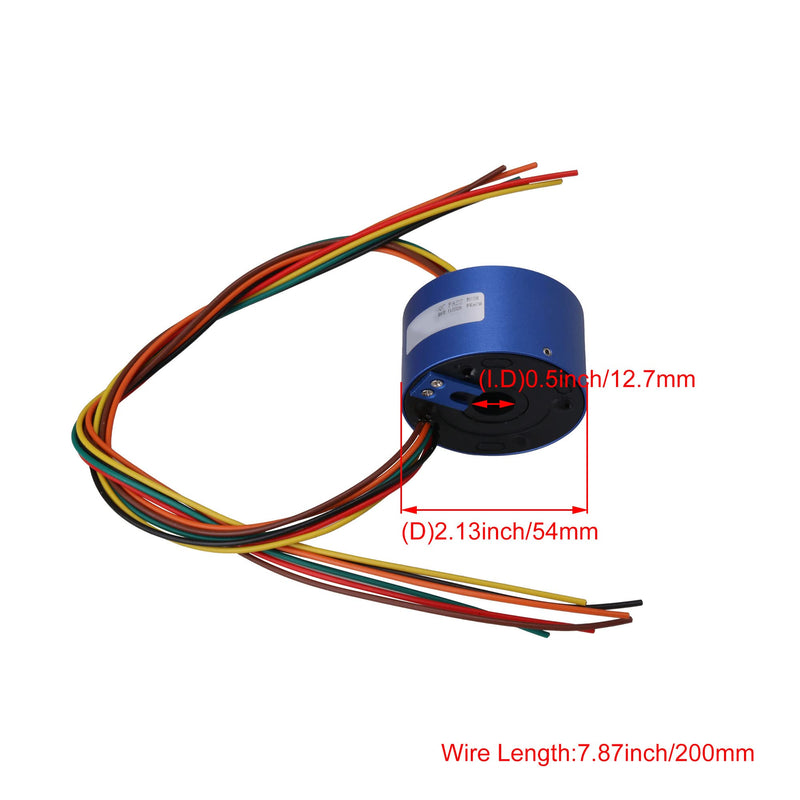 6 Wires 12.7MM Hole Dia Current Conductors Circuits Through Hole Slip Ring 380V AC/DC 10A Power Collector Ring 54mm 380V | 10A | 6 Circuits | 12.7MM BORE