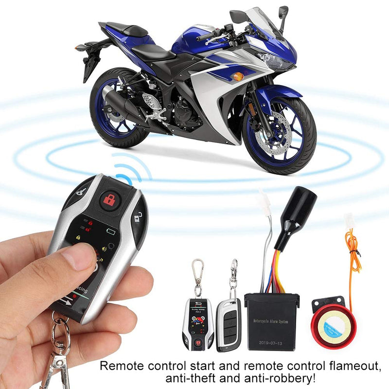 Acouto Motorcycle Alarm System Anti Theft,2 Way Remote Alarm Horn Security System with Engine Start Function for Motorcycle