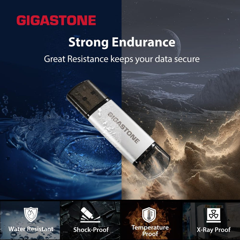 GIGASTONE 16GB Dual Flash Drive (5 Pack) V40S USB 2.0, 2-in-1 Type-A & Type-C, High Speed, Head Cap Design, Plug & Play for Smartphone/PC/Mac/TV/Car Audio