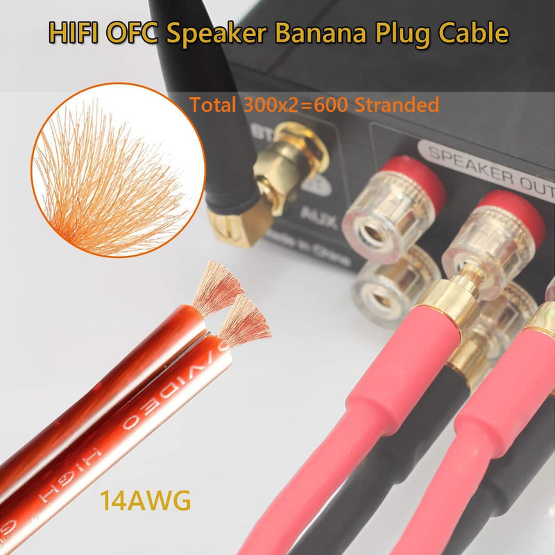  [AUSTRALIA] - HiFi OFC Speaker Wire with Spade Plug to Banana Plug Speaker Jumper Cable, 4 Banana Plug to 4 Y-Shaped Fork Plug Gold-Plated Extension Jumper for Speaker Amplifiet -2M（6.56Ft