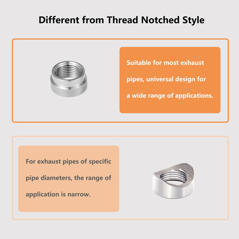 4 Pcs O2 Sensor Bung, 304 Stainless Steel M18x1.5 O2 Bung Weld in, Oxygen Sensor Bung Stepped Style 4 Pcs Silver M18 x 1.5