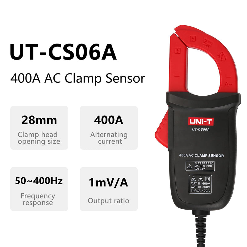 UNI-T UT-CS06A 400A AC Current Clamp Sensor, UT196/UT139C/UT117C Multimeter Option Current Clamp