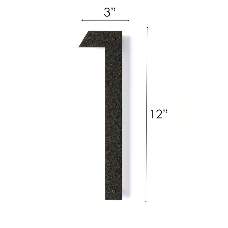12 Inch Modern Floating House Numbers for Outside | Large Metal House Numbers for Outdoors | Black Coated Rust-Proof Home Address Numbers/Plaques | Metal Mailbox Numbers 1