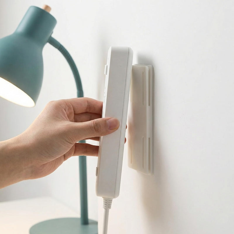 5 Pack Adhesive Power Strip Holder Wall Mount - No Drilling Slide Design Cord Organizer for Surge Protectors Routers and Remotes - Strong Acrylic Tape Cable Management Box 3.94 x 1.57 in-White White