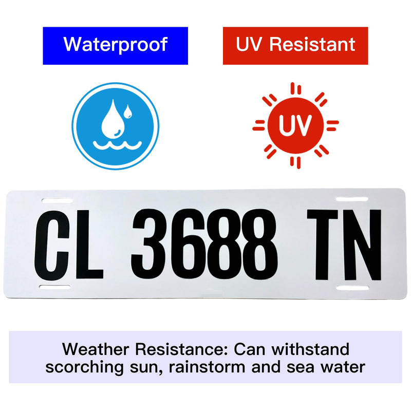 2 Pack Boat Registration Number Plate, Registration Sticker Plate with 16 Sheets Black Numbers and Letters Stickers, White Plastic Blank Number Plate for Inflatable Dinghy, Boat or Tender