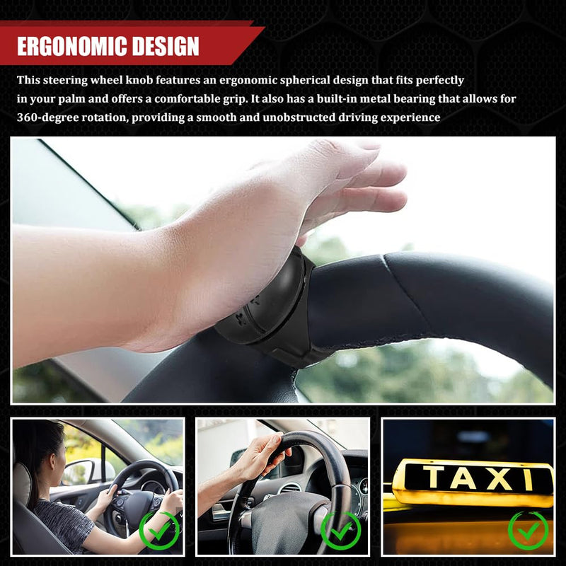 Steering Wheel Knob, Steering Wheel Spinner, 360 Degrees Rotation Suicide Knobs with Silicone Surface and Metal Bearings, Car Suicide Knob Power Handle Spinner Universal for Cars, Trucks, Boats
