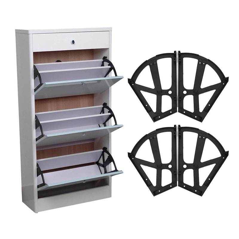 Shoe Drawer Hinge, Shoe Rack Hinges, 4 Set Home Furniture Shoes Drawer Cabinet Hinge Flip Plate Frame Turning Rack Accessory