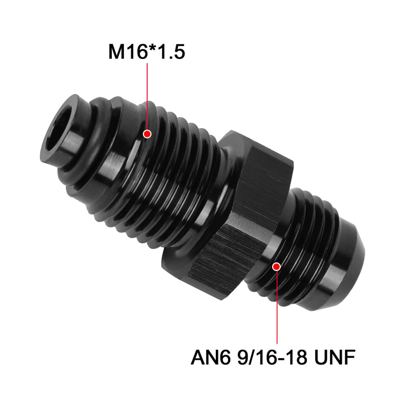 EVIL ENERGY 6AN Male Flare to M16x1.5 O Ring Seal Power Steering Adapter Fitting Connector Aluminum Black 6AN to M16x1.5 1
