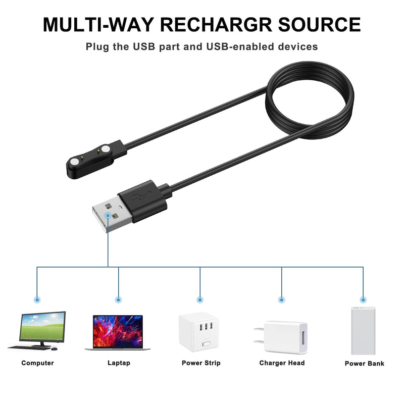 2-Pack for Bark Smart Watch Charger, Replacement Magnetic USB Charging Cable Cord