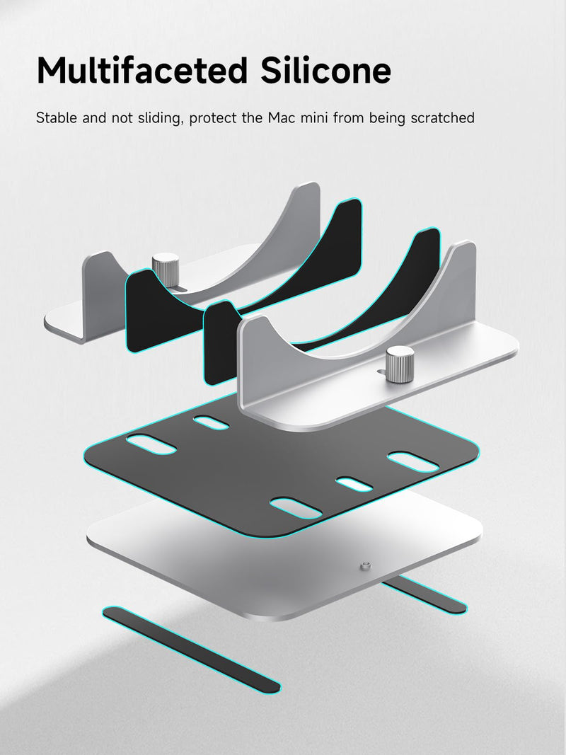 Hagibis Vertical Stand for Mac Mini M4, Aluminum Alloy Laptop Stand Anti-Slip Computer Holder Desktop Stand Compatible with M4 Chip Mac Mini Pro