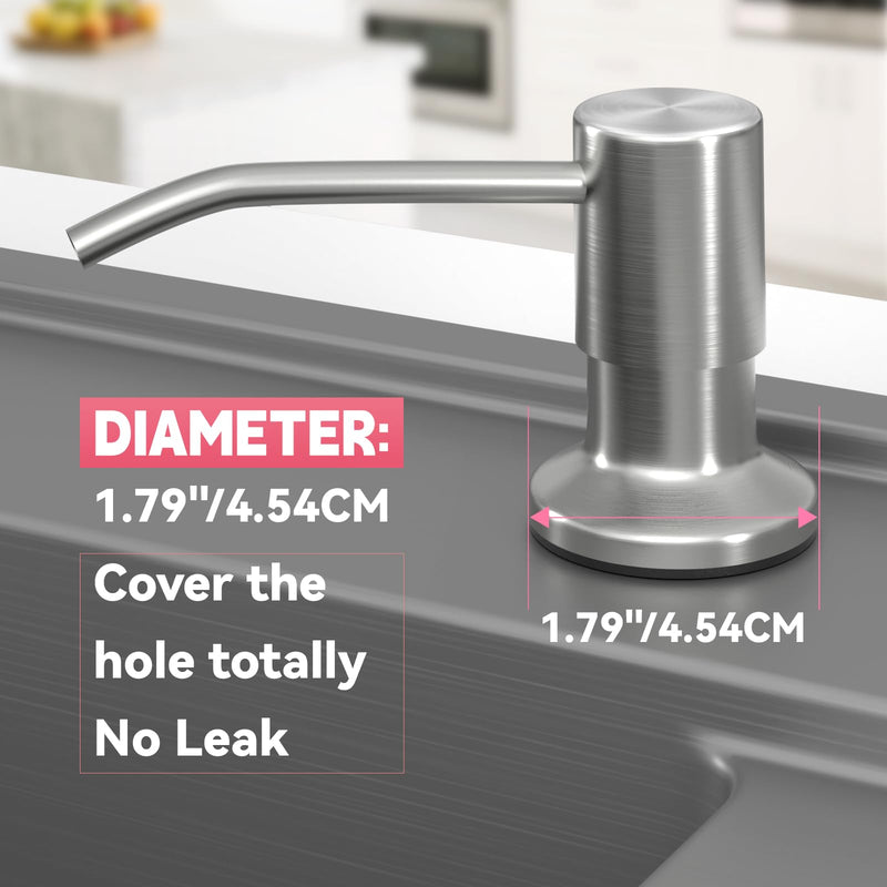 Sink Soap Dispenser, OHiHi Kitchen Sink Soap Dispenser with 47" Extension Tube, Wide Pump Head Base, No Water Leaking, No Need to Fill The Little Bottle Again, Brushed Nickel