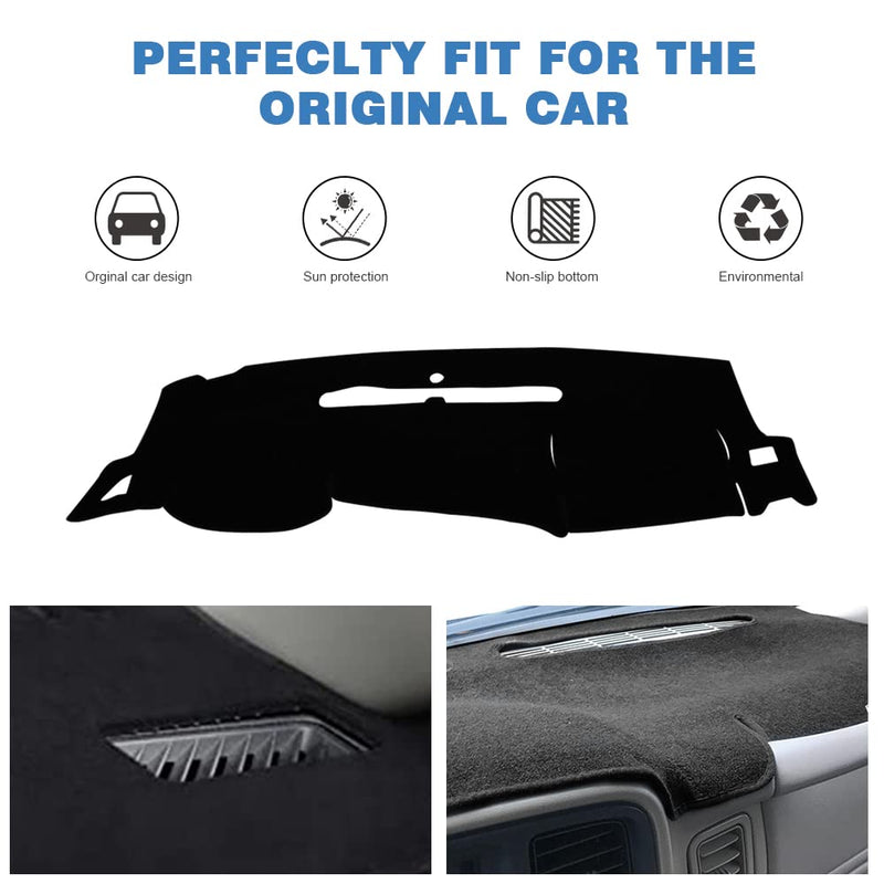 Dashboard Cover Compatible with 2007-2013 Chevy Silverado GMC Sierra with Two Glove Boxes Dash Cover Mat Black Premium Carpet 2007-2013 Silverado and Sierra