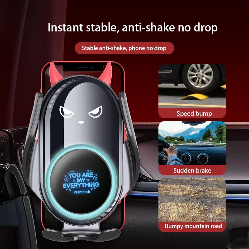 Black Demon Wireless Car Charge Holder, Cute Car Phone Mount Auto Clamp Black Demon