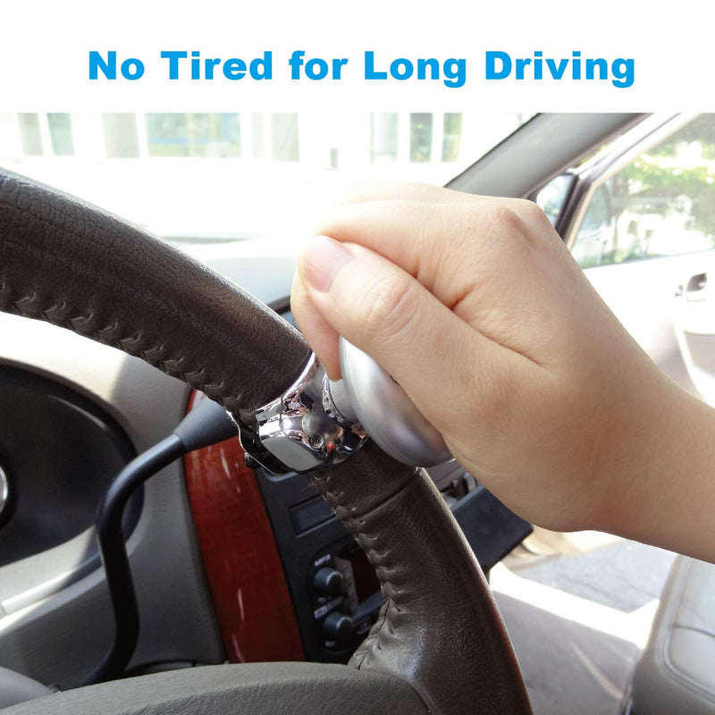 Hypersonic Vehicle Power Handle Car Steering Wheel Spinner Accessory Knob Universal Fit for Car (Silver)
