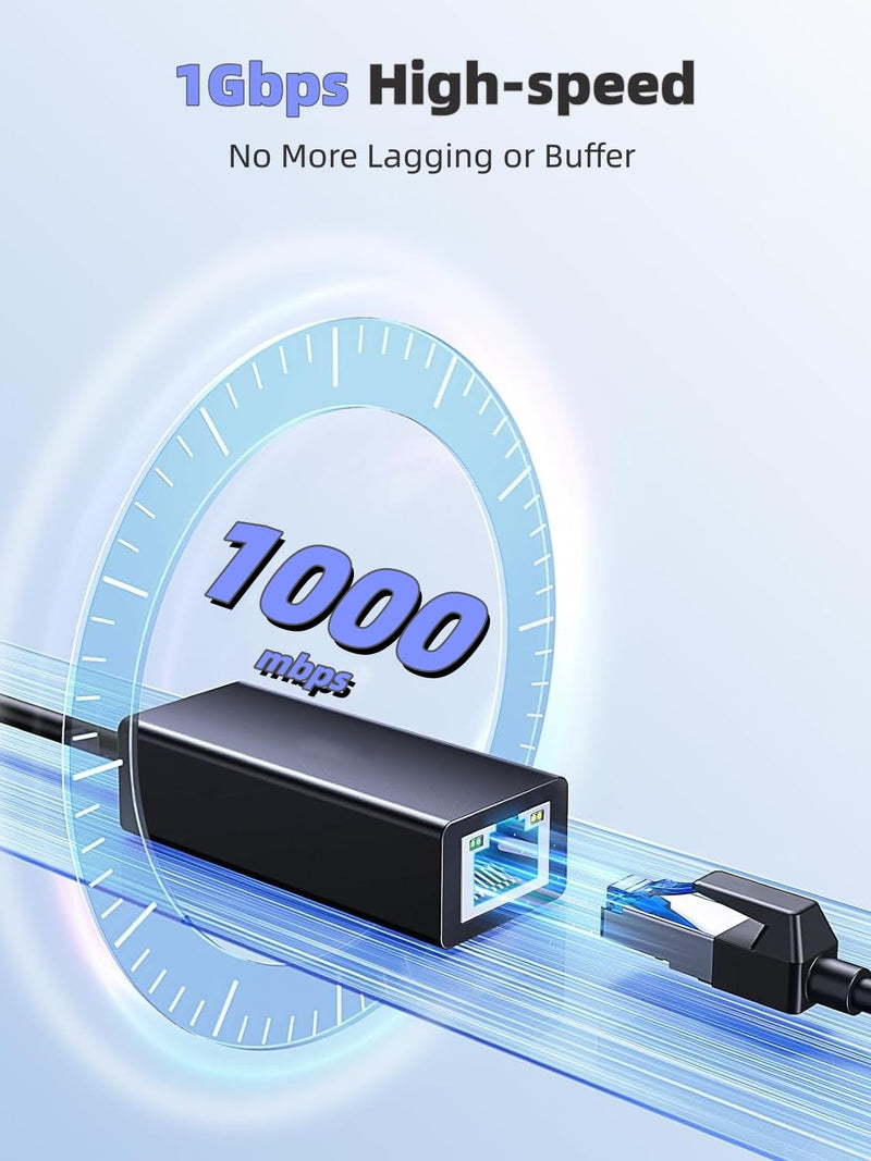 USB 3.0 to Ethernet Adapter, Driver Free to 10/100/1000 Gigabit Ethernet LAN Network, Aluminum Portable USB-A Compatible for MacBook,Surface,Windows,Vista,Mac,Linux,and More