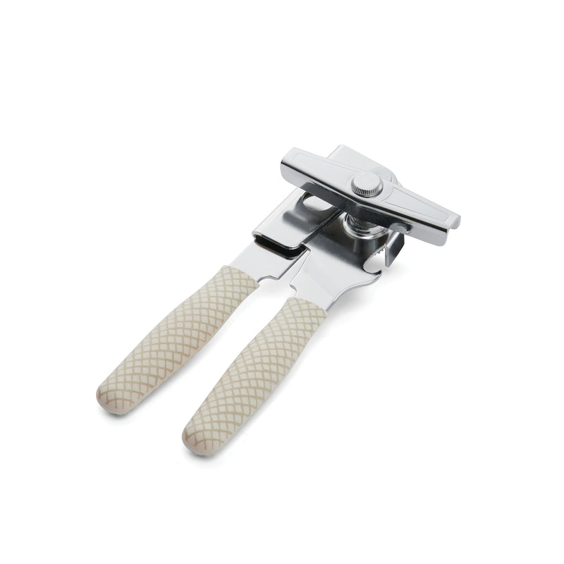 Dolly Parton Compact Can Opener with Crisscross Design – Ergonomic Soft-Grip Handles, Durable High-Carbon Cutting Wheel, Built-In Bottle Opener, 7.5 Inch