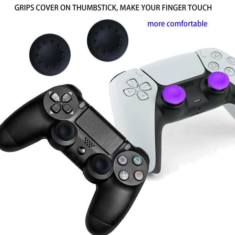 10PCS Thumbsticks Analog Joystick Thumb Sticks for PS4 Slim Pro Controller | CTHTBZ Black for PlayStation 4 With Grips Screwdriver Tools