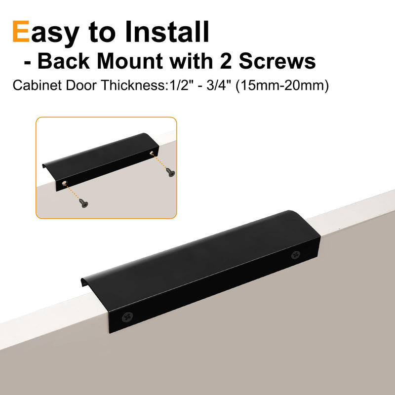 Gobrico 30 Pack Edge Finger Pulls, 3"(76mm) Hole Centers Drawer Pulls, Matte Black Cabinet Pulls, Aluminum Alloy Cabinet Handles, Dresser Pulls 3"(76mm) Hole Center