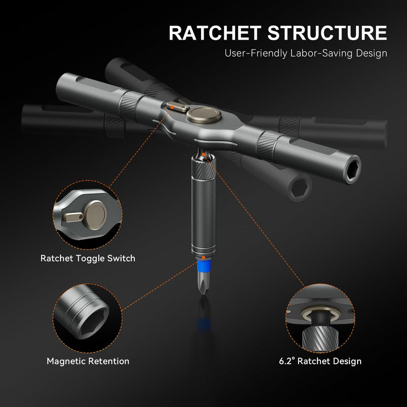 76 in 1 Magnetic Ratchet Screwdriver Set, Multi Bit Ratcheting Screwdriver Set with S2 Steel Bits, Detachable Design & Storage Case,Tool Kit for home Computer,Furniture,Electronics, Bicycle and DIY