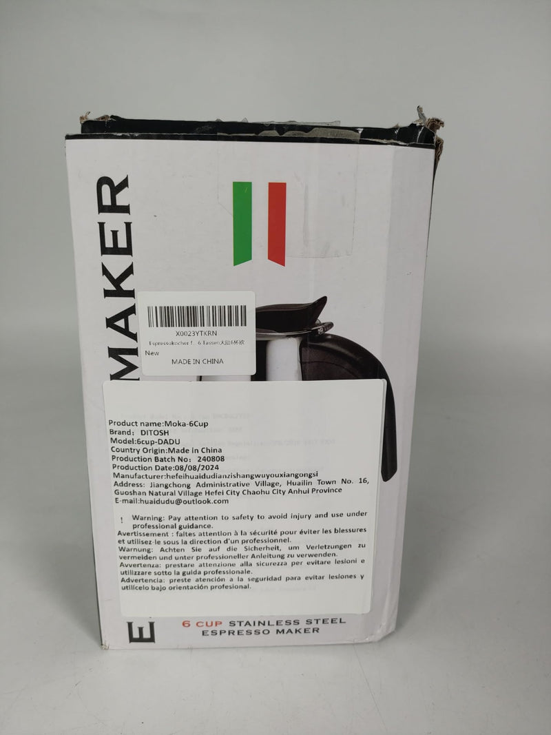 6 Cup Stovetop Espresso Maker Stainless Steel Moka Pot Stove Top Percolator Italian Coffee Makers Capable Mocha Greca Machine Cafe Classic Induction Cookers for Home and Camping 300ml 10oz 6 Cup