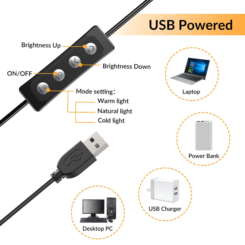 Video Conference Lighting with Tripod for Laptop&Computer -Webcam Light for Streaming-Zoom Lighting with 3 Dimmable Color & 10 Brightness Level for Self Broadcasting and Live Streaming Zoom Light