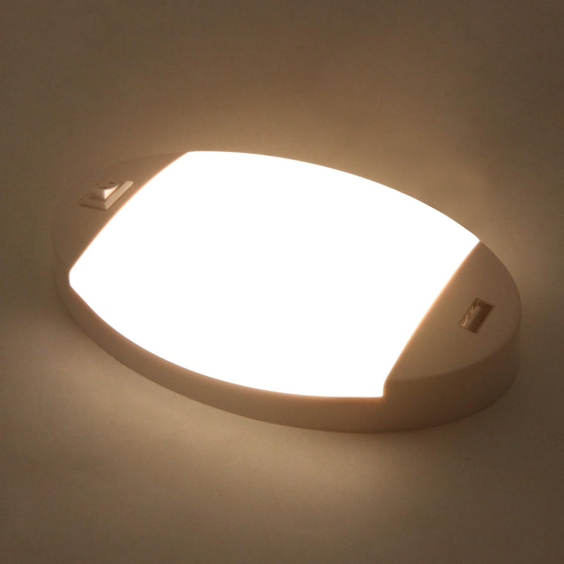Facon 12V RV Interior Lights with Fast USB Charger (5V/2.4A) – Oval Pancake LED Ceiling Light Fixture with Switch, 12Volt Lighting for RV, Camper, Boat, Tiny Homes with Switch and USB Charger Socket