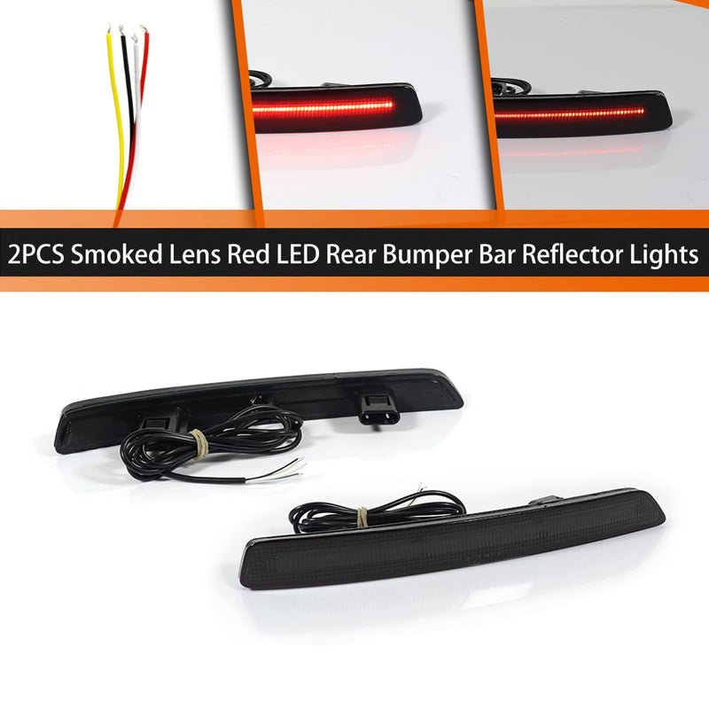 ADIIL 2PCS Smoked Lens Red LED Rear Bumper Bar Reflector Lights For 2012 2013 2014 Acura TL Smoked Lens Red Light