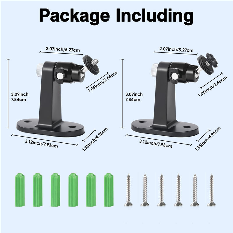 2Pack Camera Wall Mount Bracket for Ring Stick Up Cam Ring Outdoor Cam Plus Indoor Cam & Blink Outdoor Camera, 360° Adjustable Holder with Perfect View Angle for Home Security System (Black)