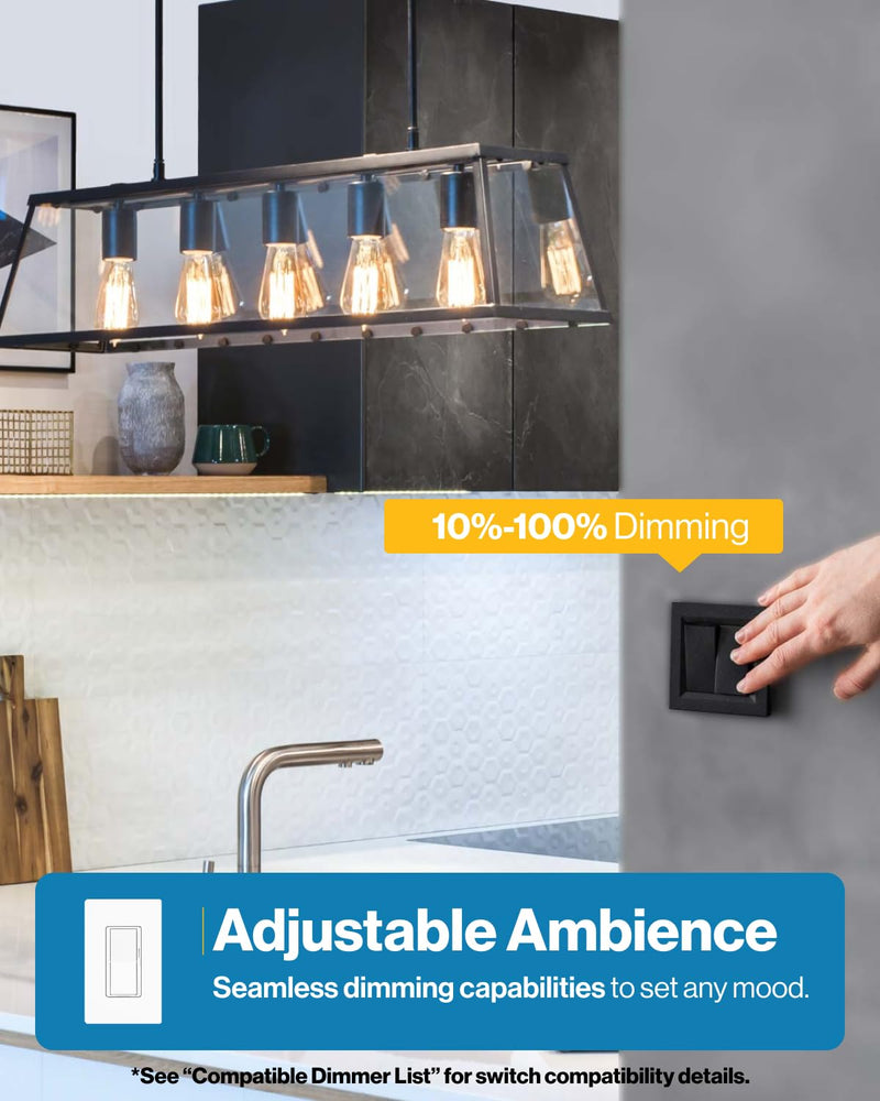 10 Pack 60W Vintage LED Edison Bulbs Equivalent 8.5W CRI92 800 Lumens, Dimmable ST64 Filament 3000K Warm White E26 Medium Base Light Bulbs High Brightness Clear Glass Waterproof UL 10 Count (Pack of 1)