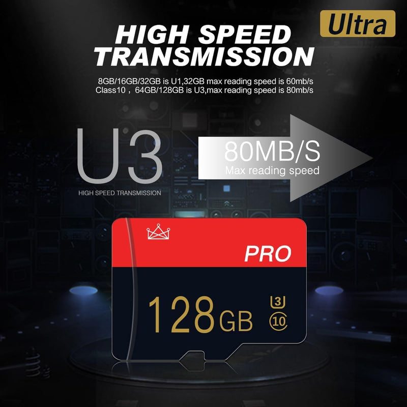 2 Pack 128GB Micro sd Card Class 10 Memory Card with Adapter High Speed TFCard for Tablet, Drone 128GB-2PACK