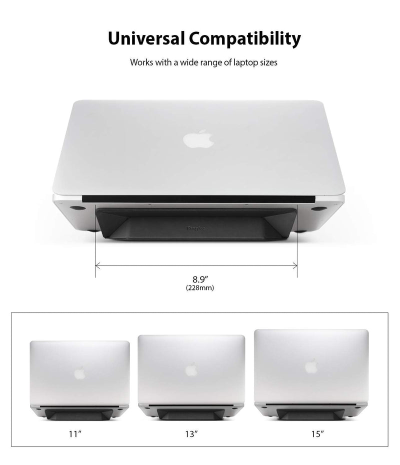 Ringke Laptop Stand Anti-Slide Smart Folding Portable Slim and Weightless Adhesive Stand for Laptop, iPad, Tablet, and More - Black