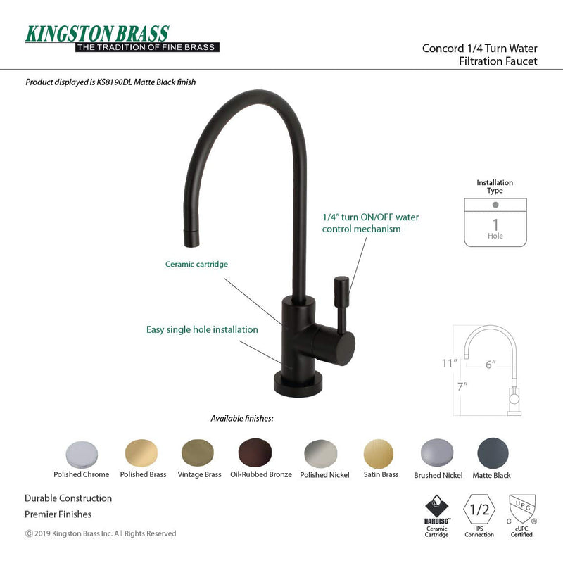 Kingston Brass KS8197DL Concord Single Handle Water Filtration Faucet, Brushed Brass