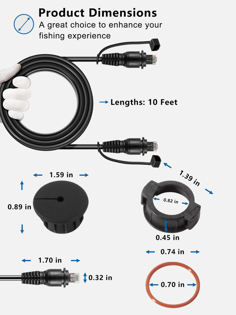 010-10550-00 Marine Network Cable,GMS 10 Cable 10 Feet with Split Connector and Waterproof Cap for Marine RJ45 Compatible with Garmin Navigation Screen Devices 10-Feet