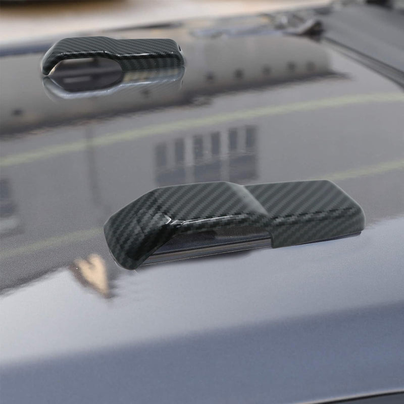 UOIENRT 2Pcs JL Engine Hood Hinge Cover, ABS Decoration Cover Stickers, Carbon Decoration Trim Cover Exterior Accessories Replacement for Jeep Wrangler Gladiator 2018-2024 Black