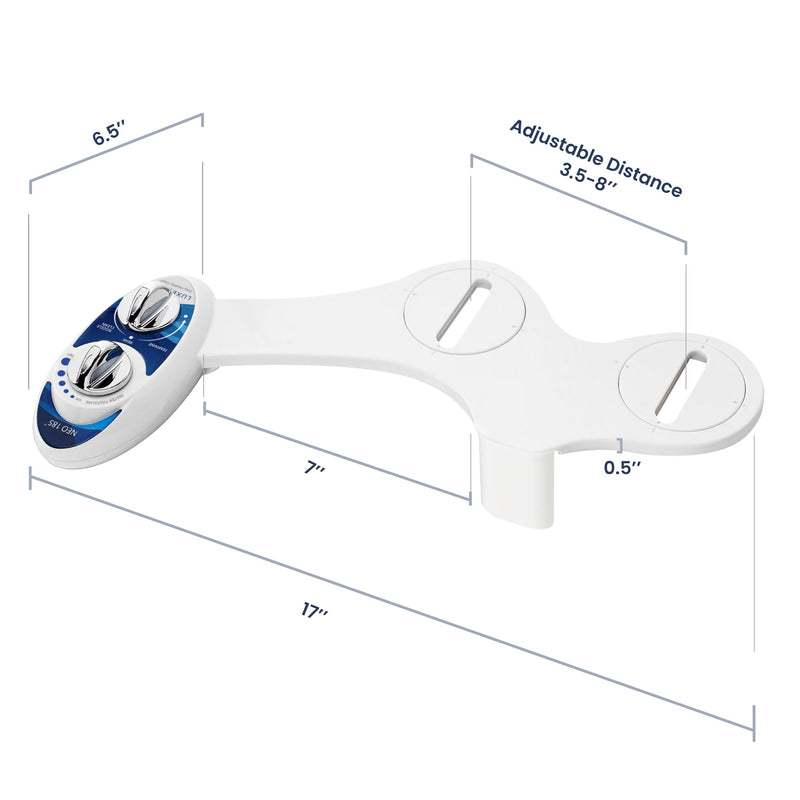 LUXE Bidet NEO 185 - Dual Nozzle, Self-Cleaning, Non-Electric Bidet Attachment for Toilet Seat, Adjustable Water Pressure, Rear & Feminine Wash (Blue) Blue