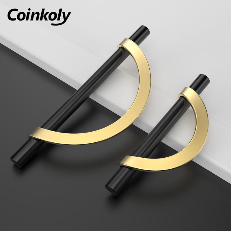 10 Pack Black Brushed Gold Cabinet Pulls 3-3/4 Inch(96MM) Hole Centers Kitchen Cabinet Handles Hardware Kitchen Handles for Cabinets Cupboard Handles Drawer Pulls 3-3/4" Hole Center 10 Pack Black & Gold
