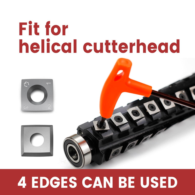 Findbuytool Carbide Inserts cutters (15x15x2.5mm-30°-R150-4R0.5) Insert for Woodworking Helical Cutter Head Tools, 10 Pcs (10)